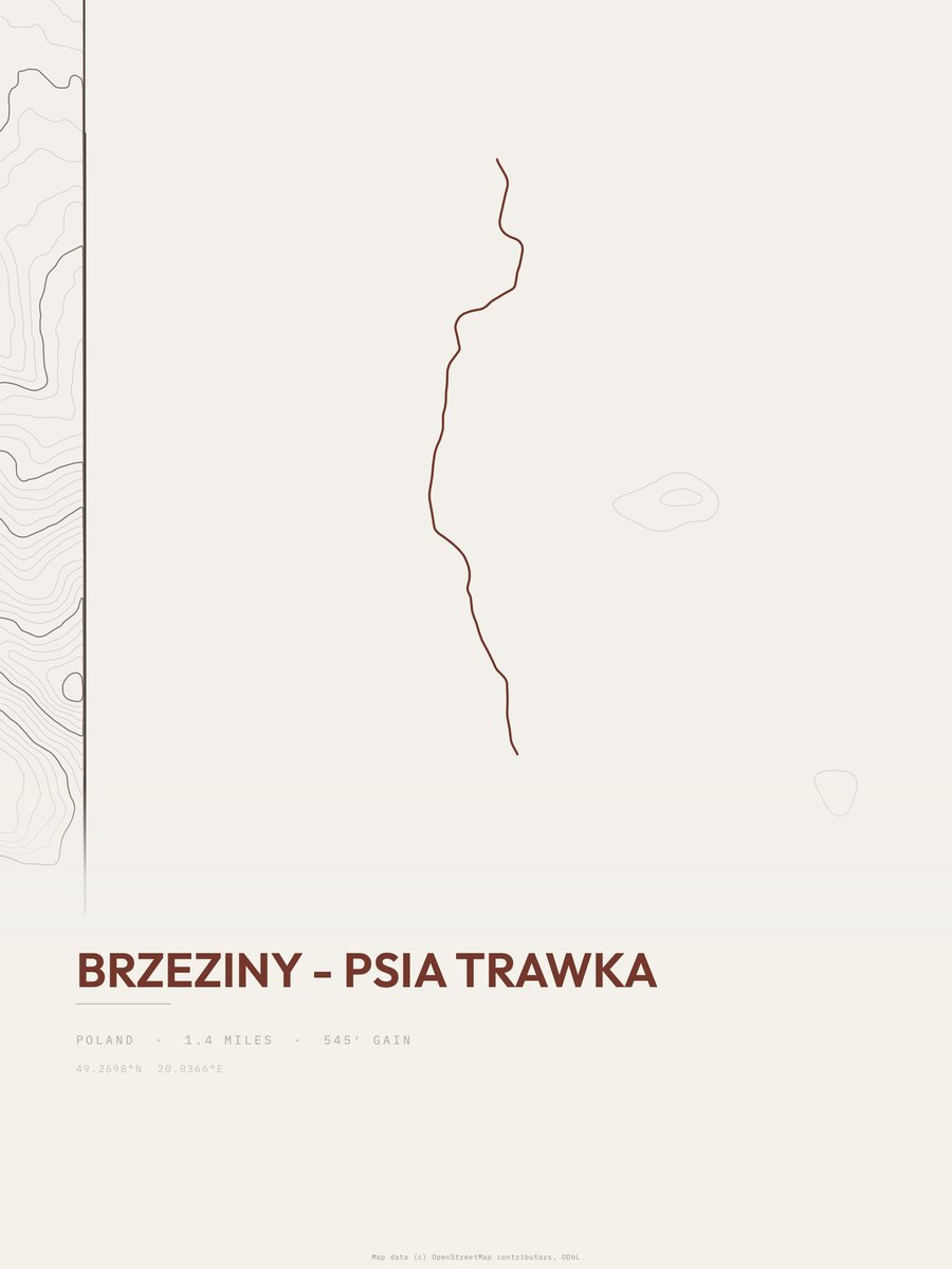 Brzeziny - Psia Trawka Topographic print