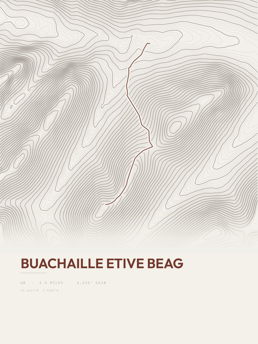 Buachaille Etive Beag topographic trail print