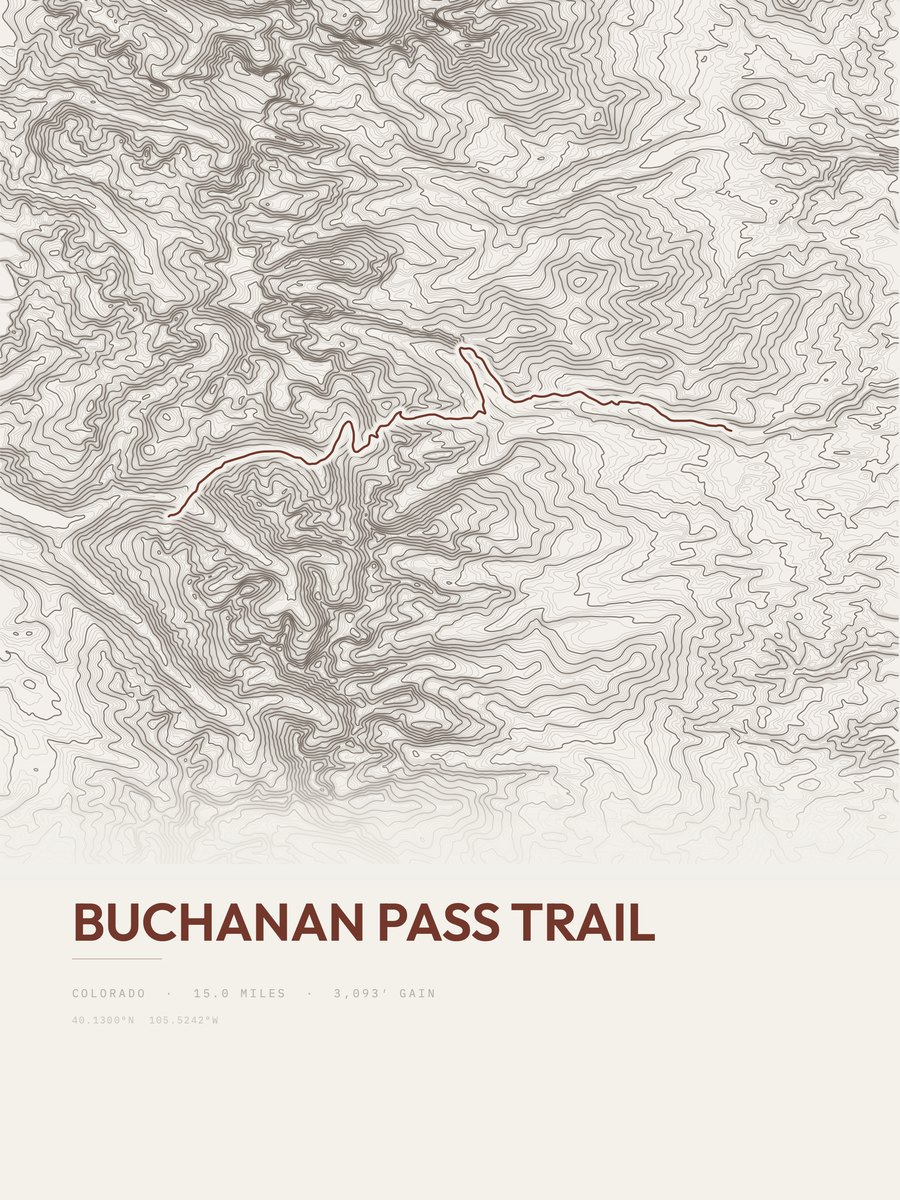 Buchanan Pass Trail Topographic print