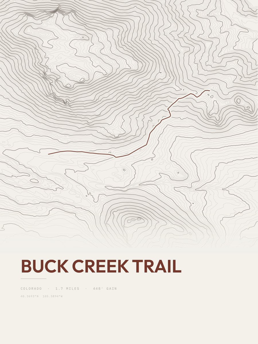 Buck Creek Trail topographic trail print