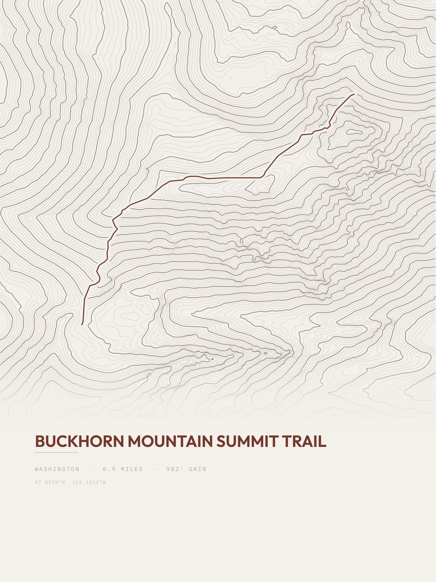 Buckhorn Mountain Summit Trail topographic trail print