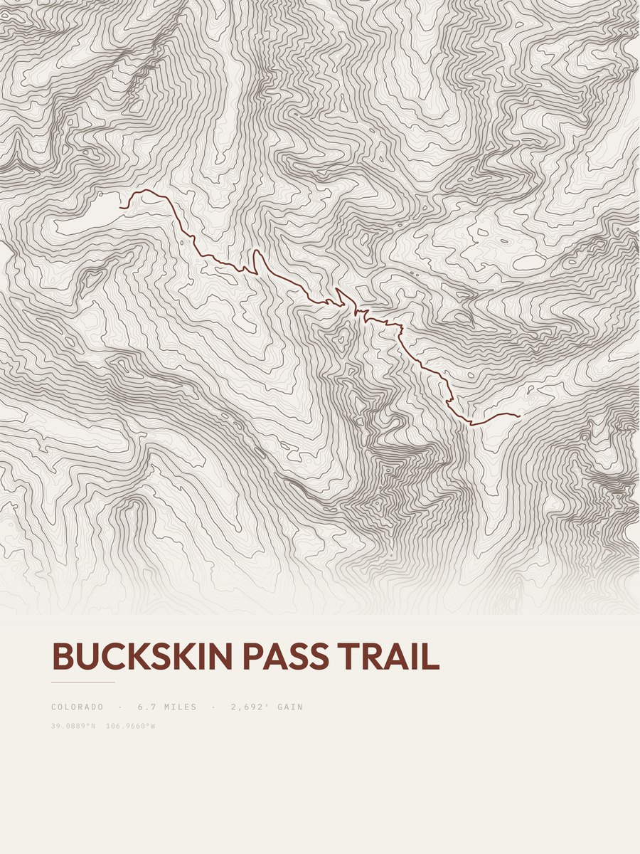Buckskin Pass Trail Topographic print