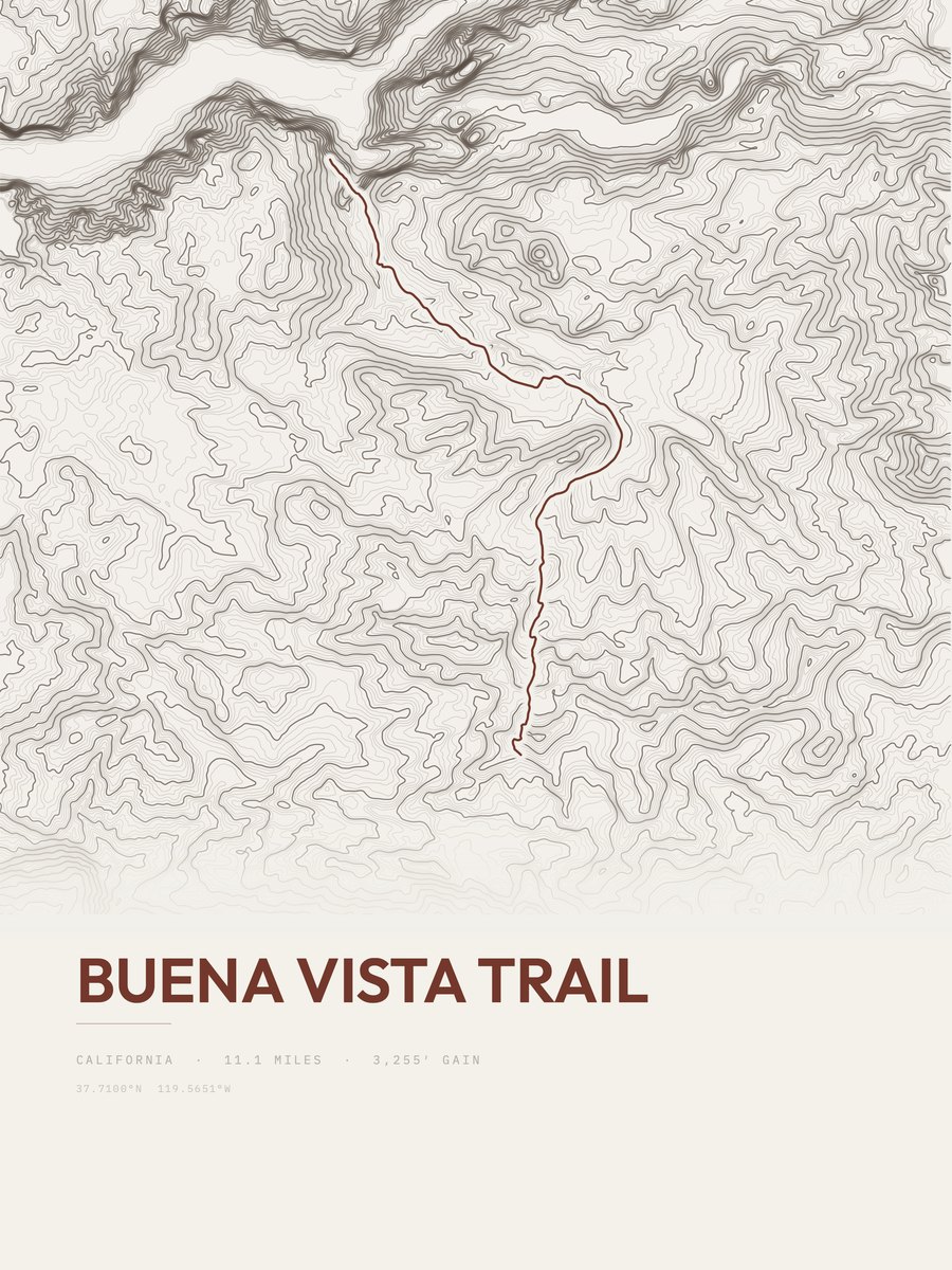 Buena Vista Trail Topographic print