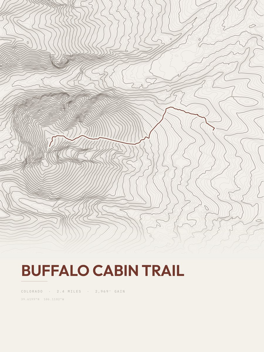 Buffalo Cabin Trail topographic trail print