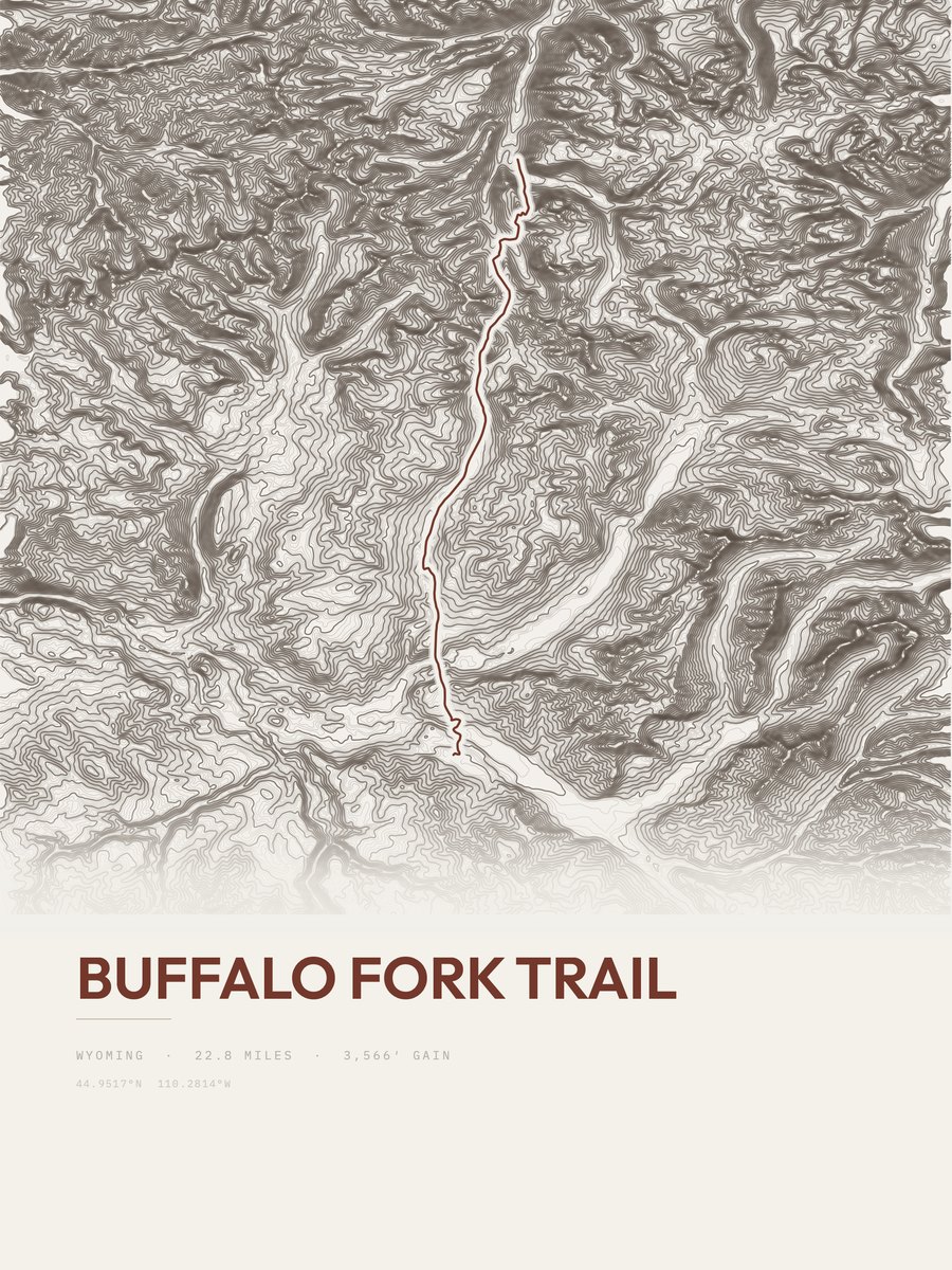 Buffalo Fork Trail topographic trail print