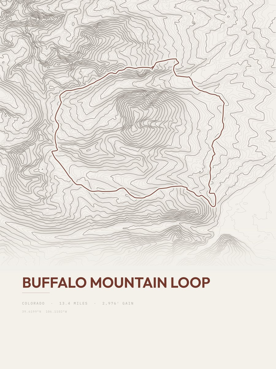 Buffalo Mountain Loop topographic trail print