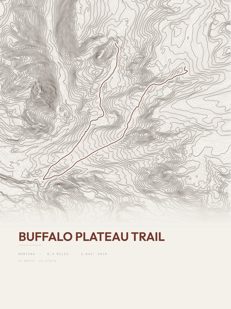 Buffalo Plateau Trail Topographic print
