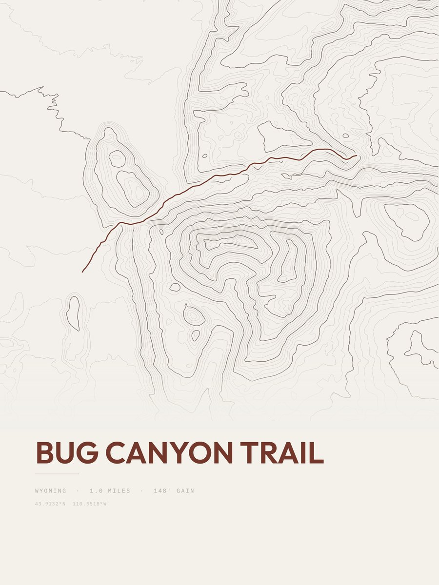 Bug Canyon Trail topographic trail print
