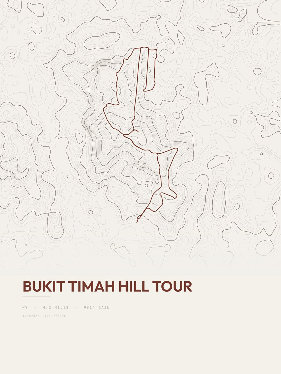 Bukit Timah Hill Tour Topographic print