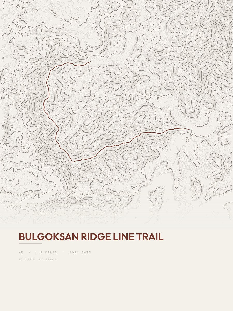Bulgoksan Ridge Line Trail topographic trail print