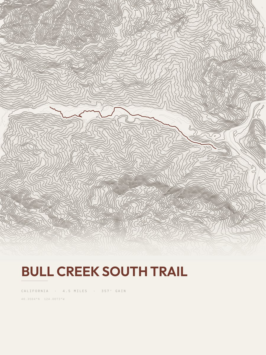 Bull Creek South Trail Topographic print