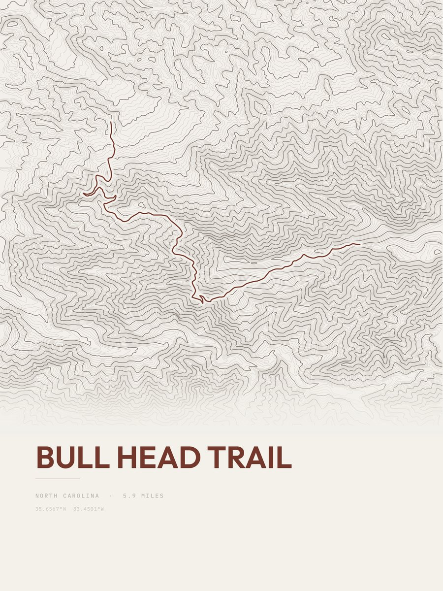 Bull Head Trail Topographic print