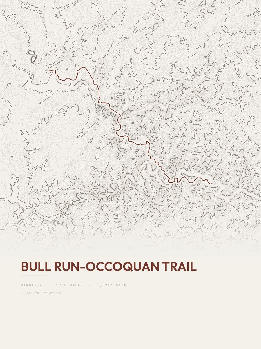 Bull Run-Occoquan Trail Topographic print