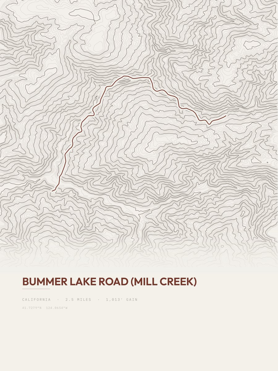 Bummer Lake Road (Mill Creek) Topographic print