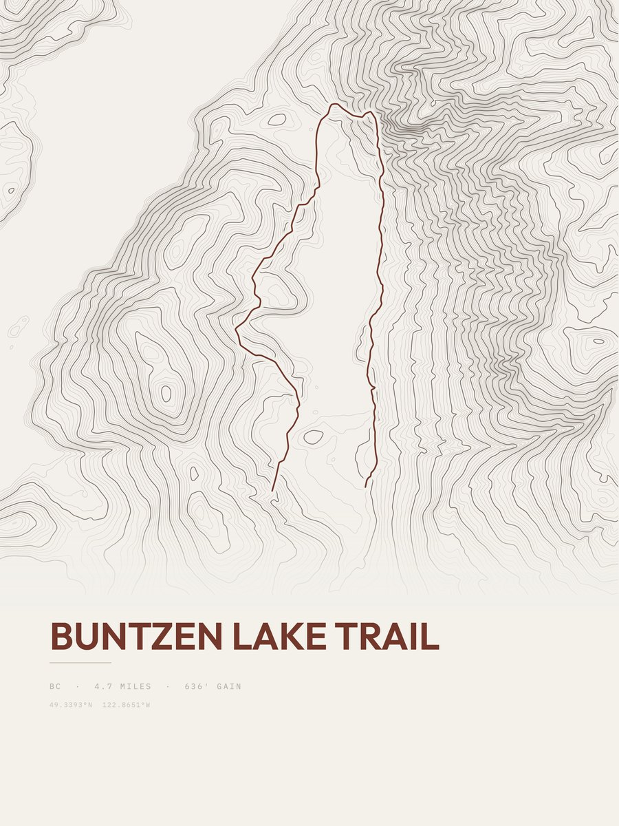 Buntzen Lake Trail Topographic print