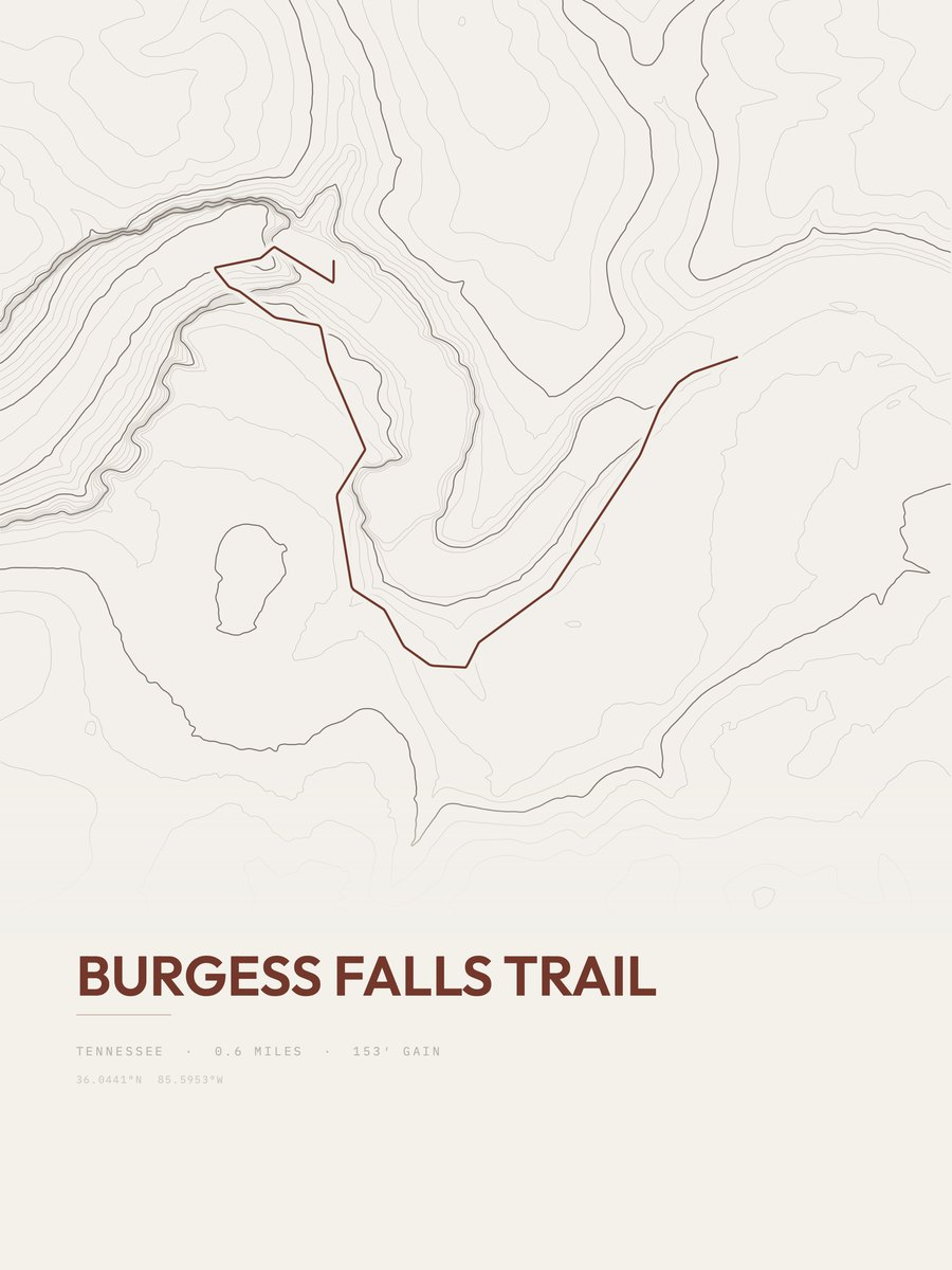 Burgess Falls Trail Topographic print