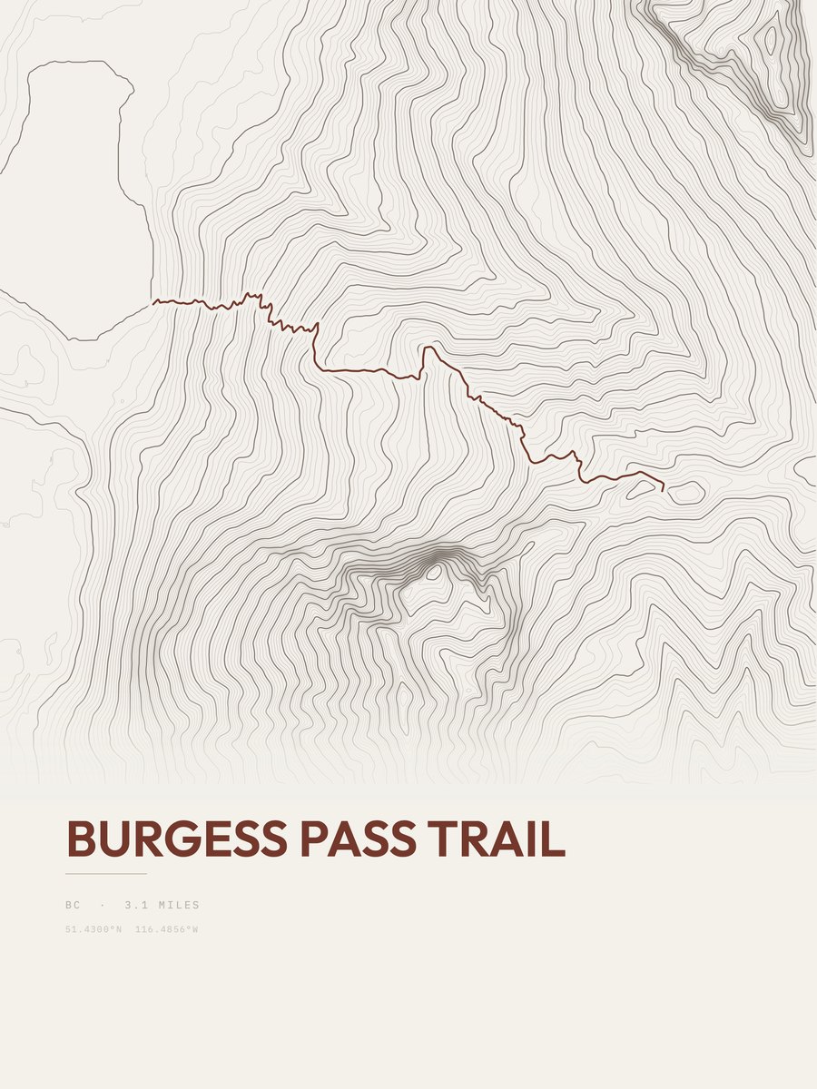 Burgess Pass Trail topographic trail print