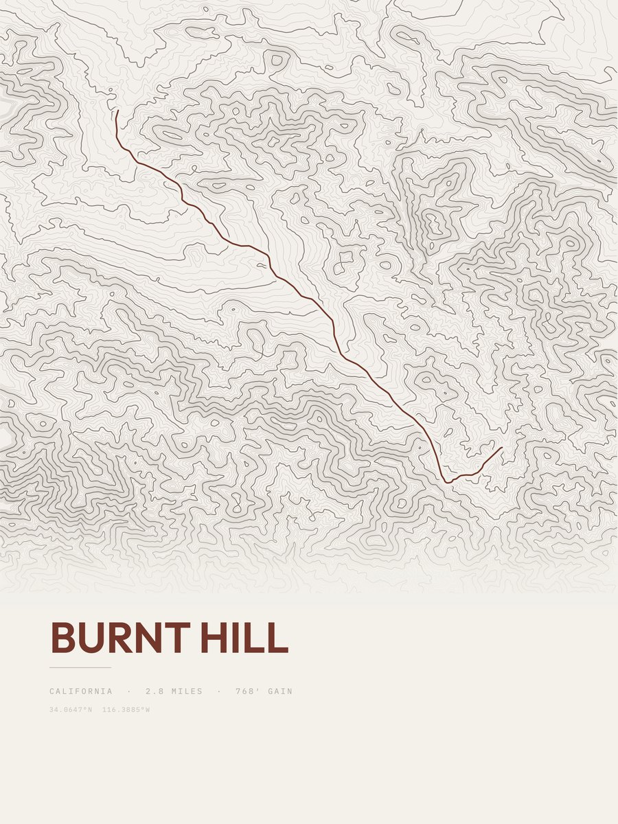 Burnt Hill topographic trail print