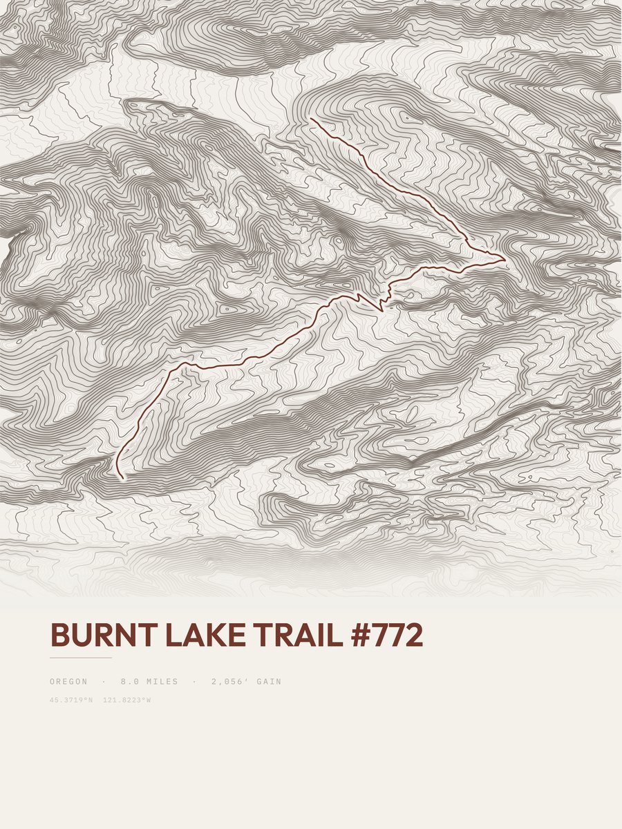 Burnt Lake Trail topographic trail print