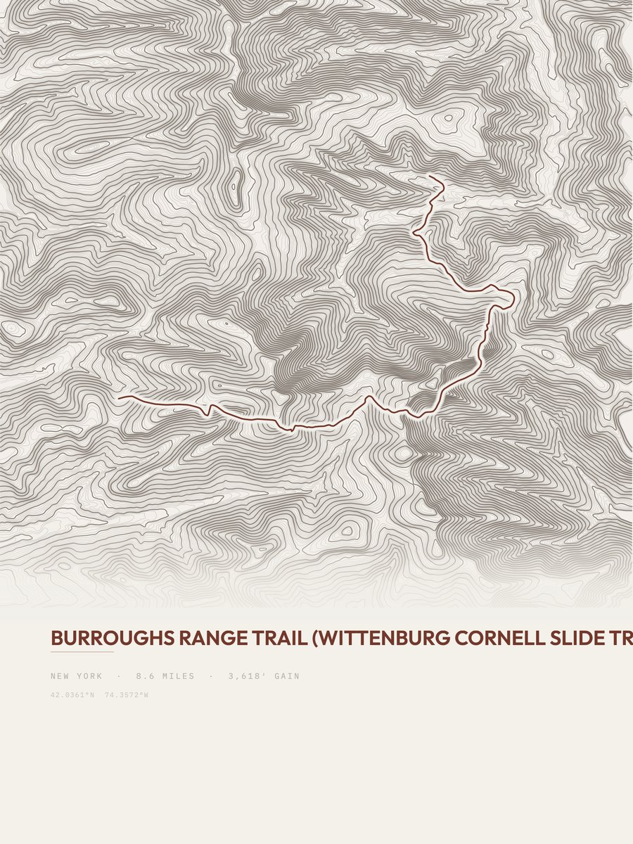 Burroughs Range Trail topographic trail print
