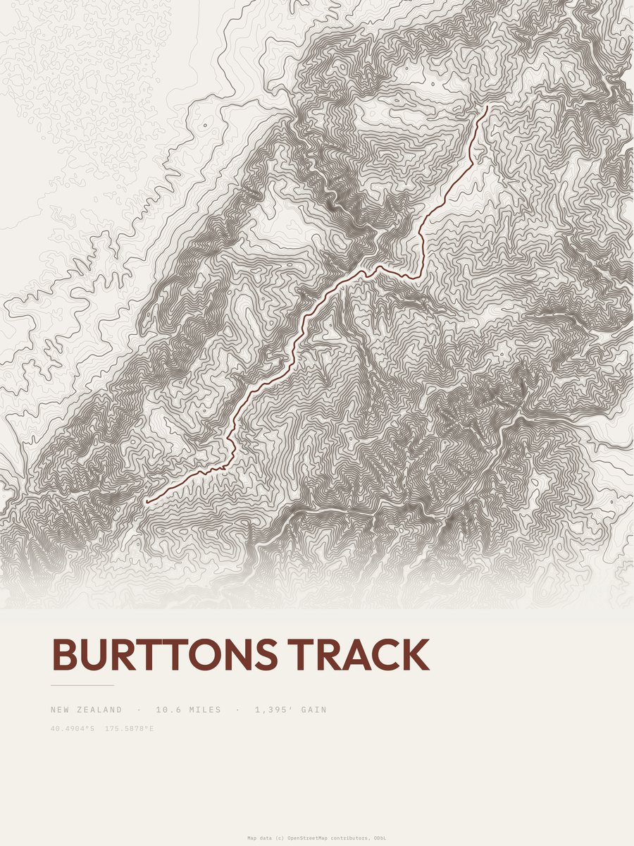 Burttons Track topographic trail print