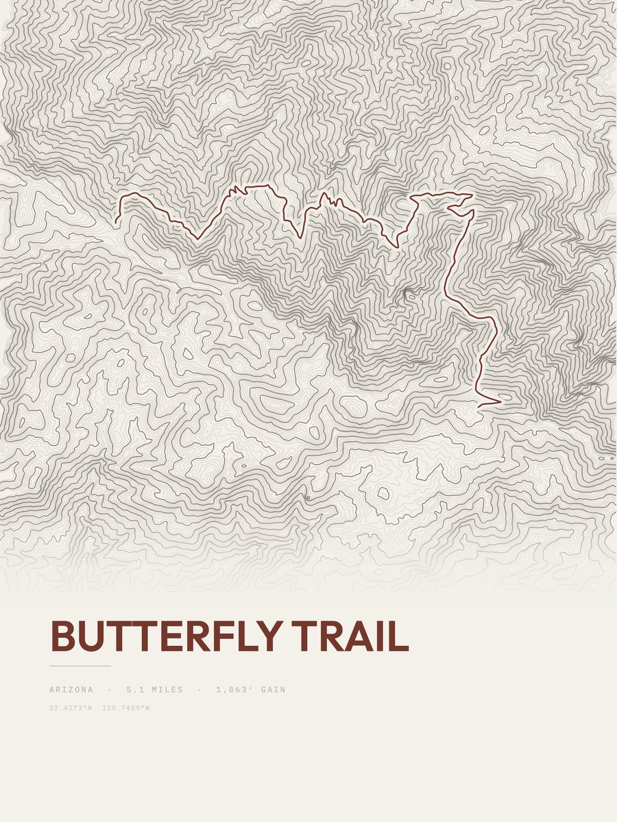 Butterfly Trail Topographic print