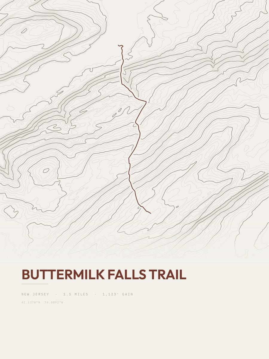 Buttermilk Falls Trail topographic trail print