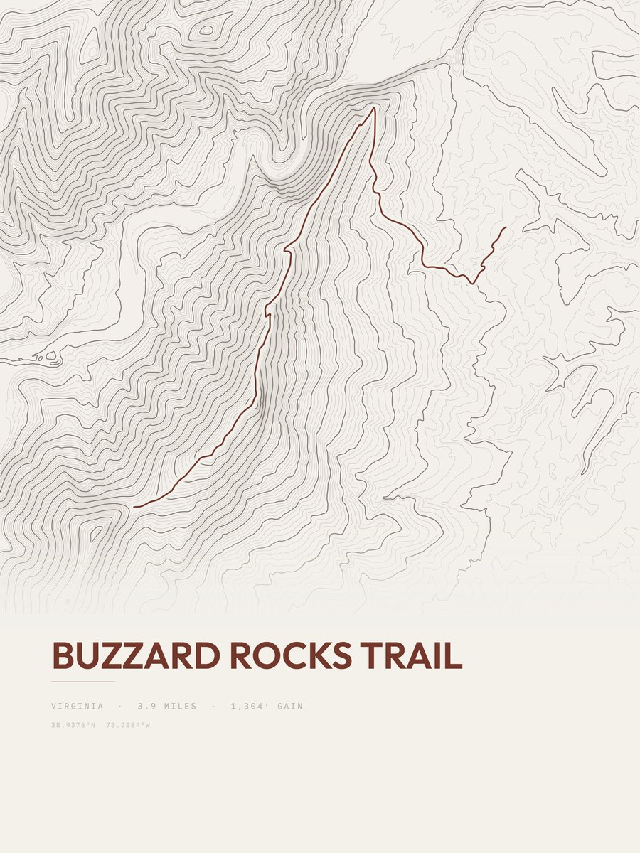Buzzard Rocks Trail topographic trail print