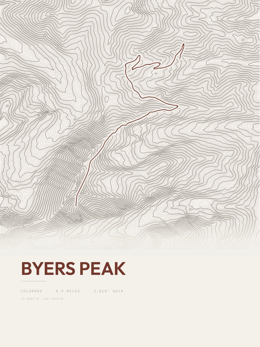 Byers Peak topographic trail print