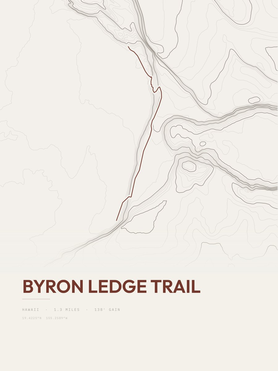 Byron Ledge Trail topographic trail print