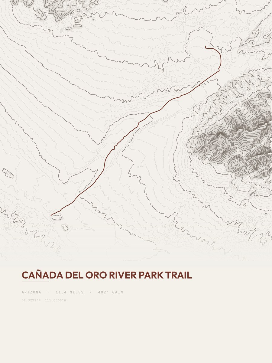Cañada del Oro River Park Trail topographic trail print