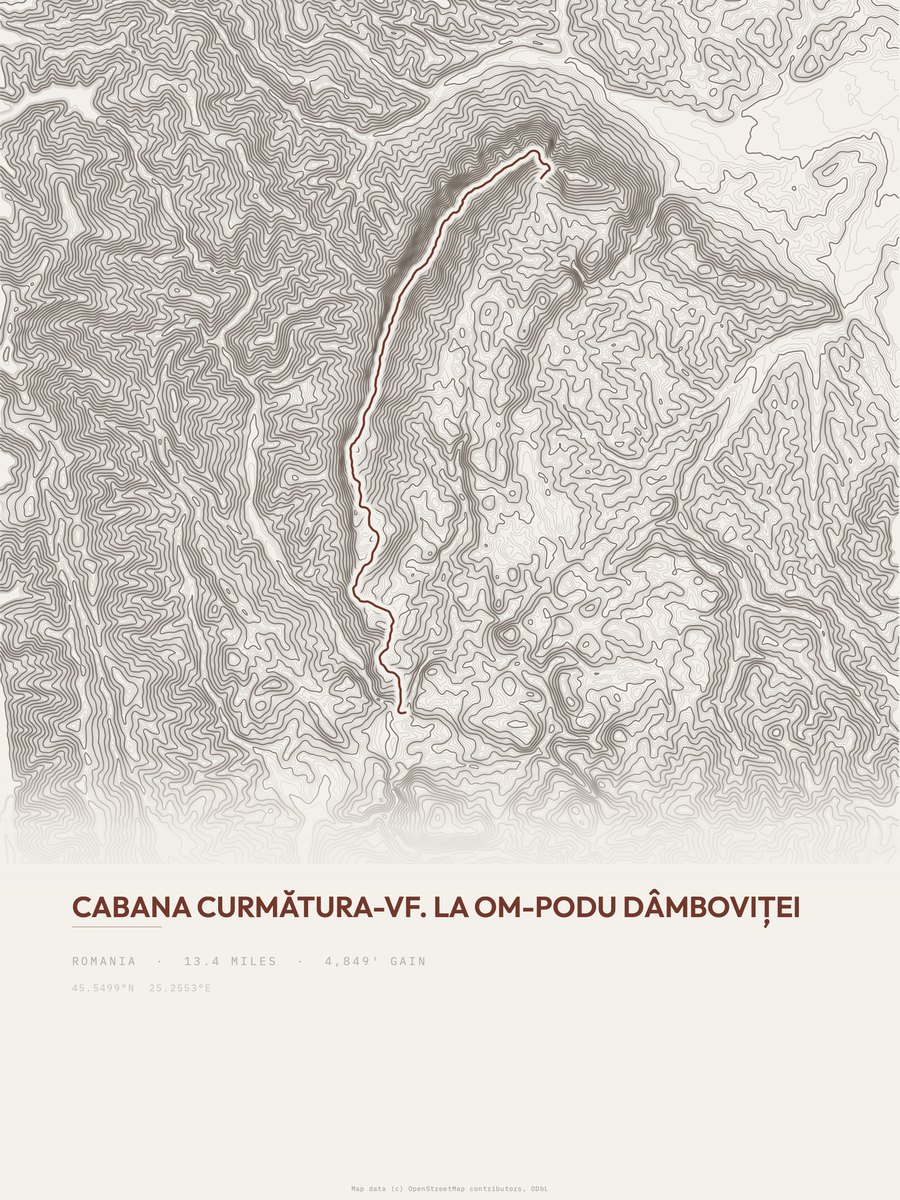 Podu Dâmboviței topographic trail print