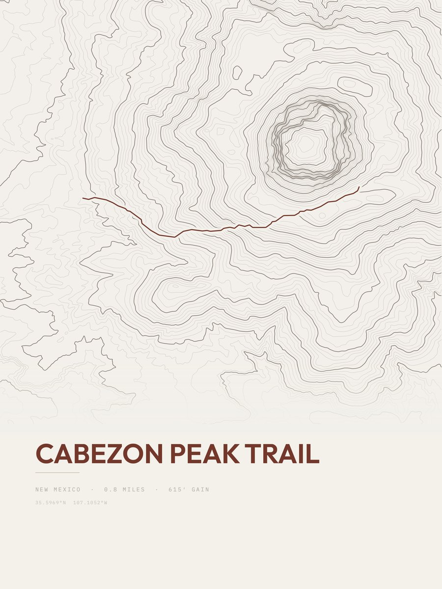 Cabezon Peak Trail Topographic print