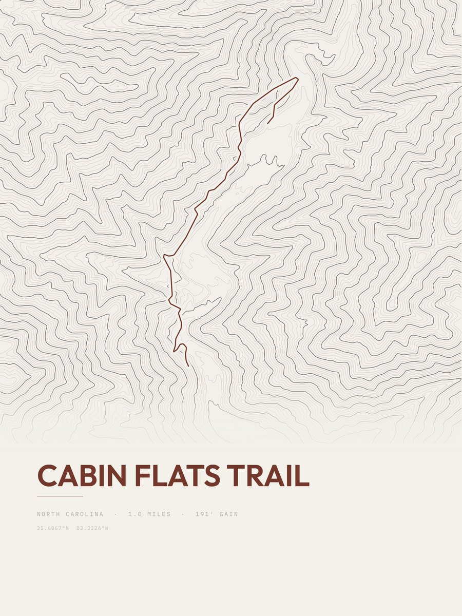 Cabin Flats Trail topographic trail print