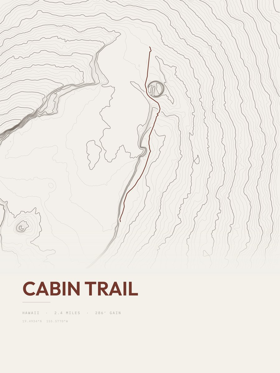 Cabin Trail topographic trail print