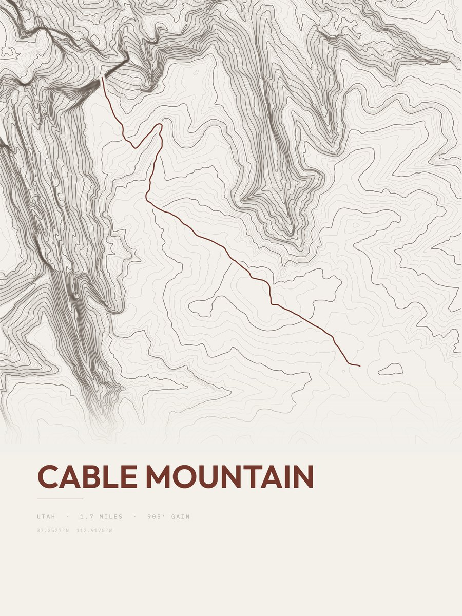 Cable Mountain Topographic print