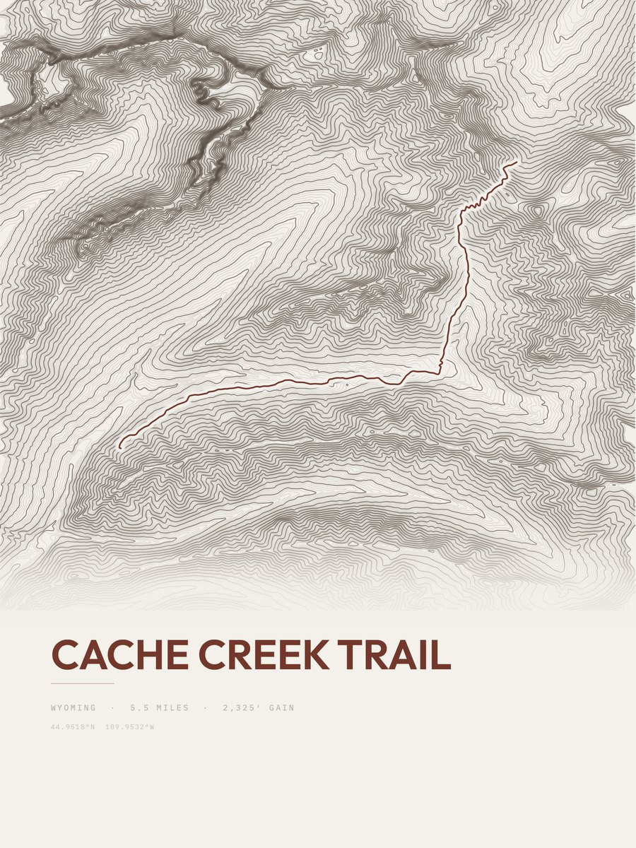 Cache Creek Trail topographic trail print
