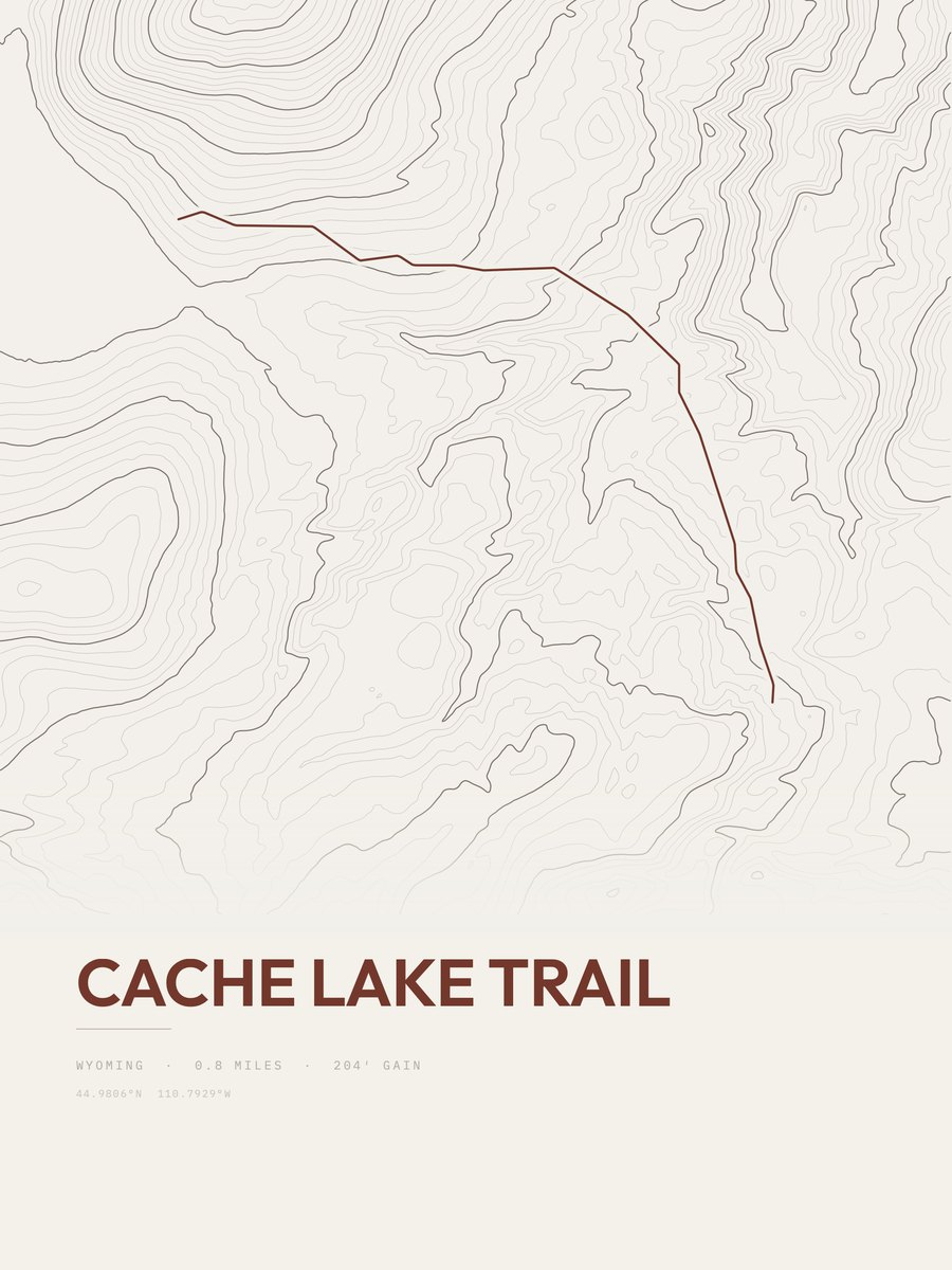 Cache Lake Trail Topographic print