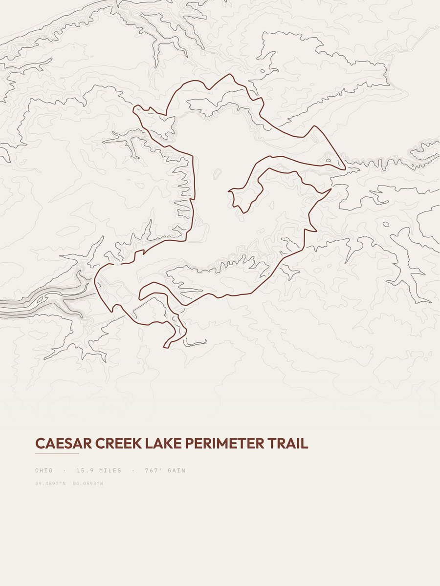 Caesar Creek Lake Topographic print