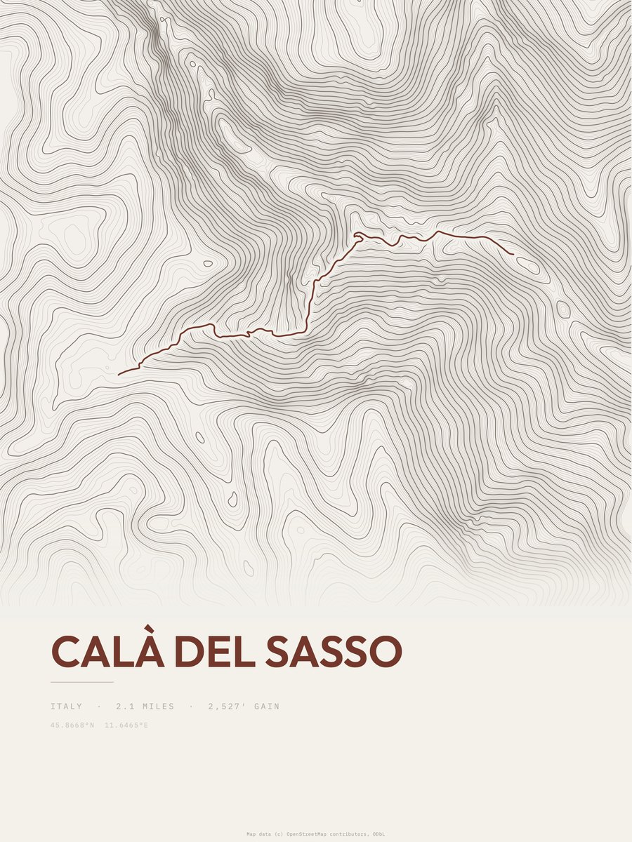 Calà del Sasso topographic trail print