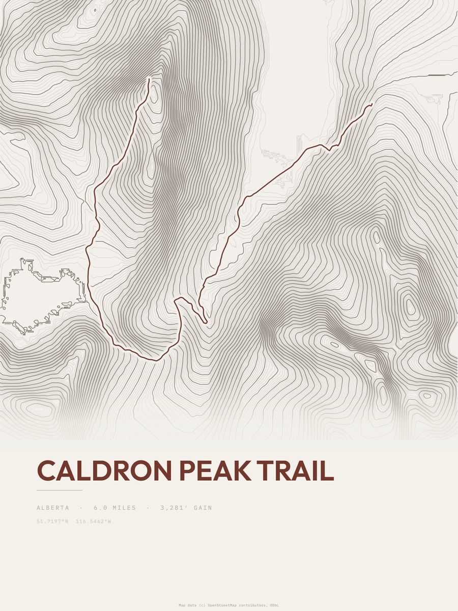 Caldron Peak Trail topographic trail print