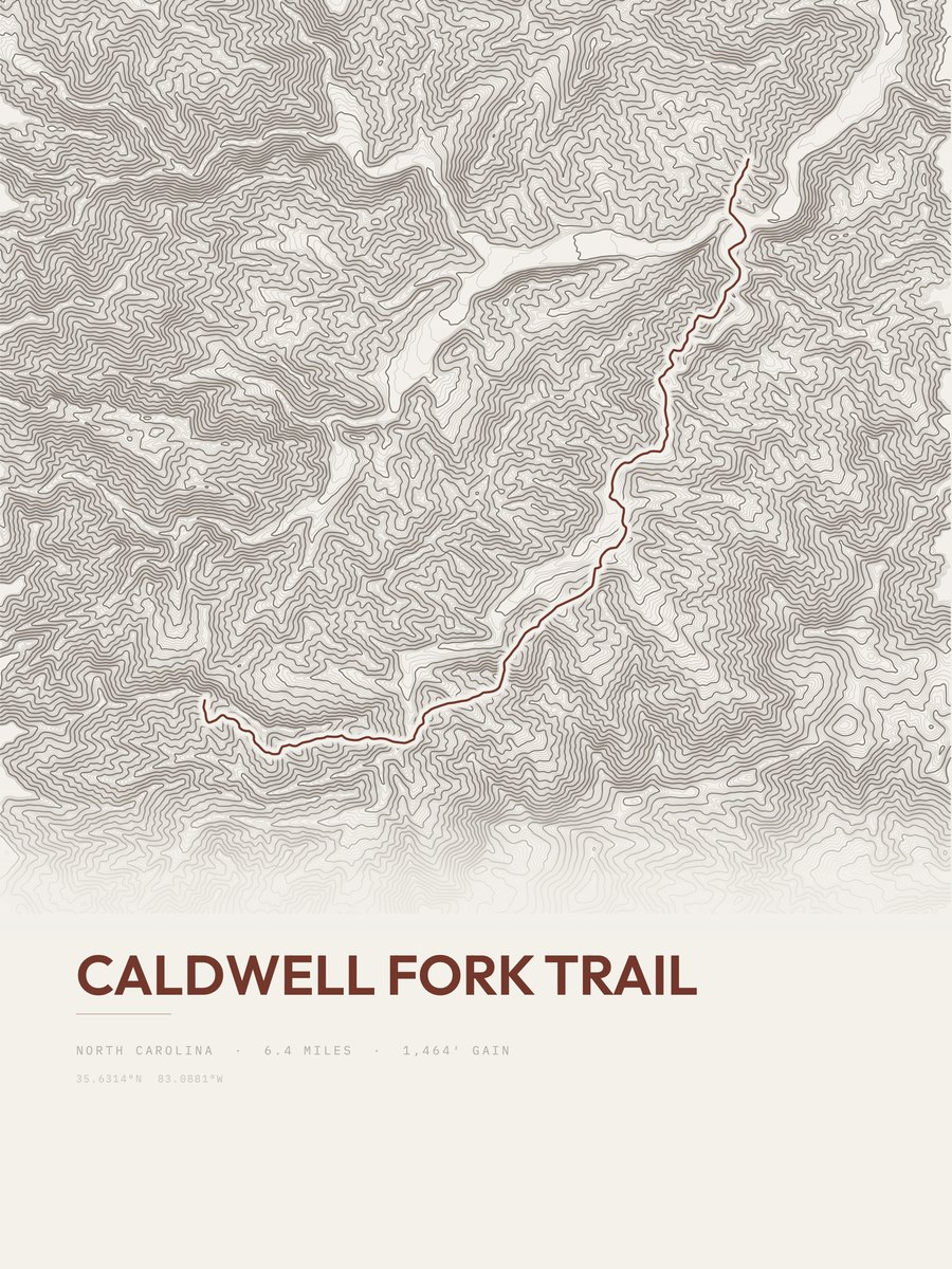 Caldwell Fork Trail Topographic print