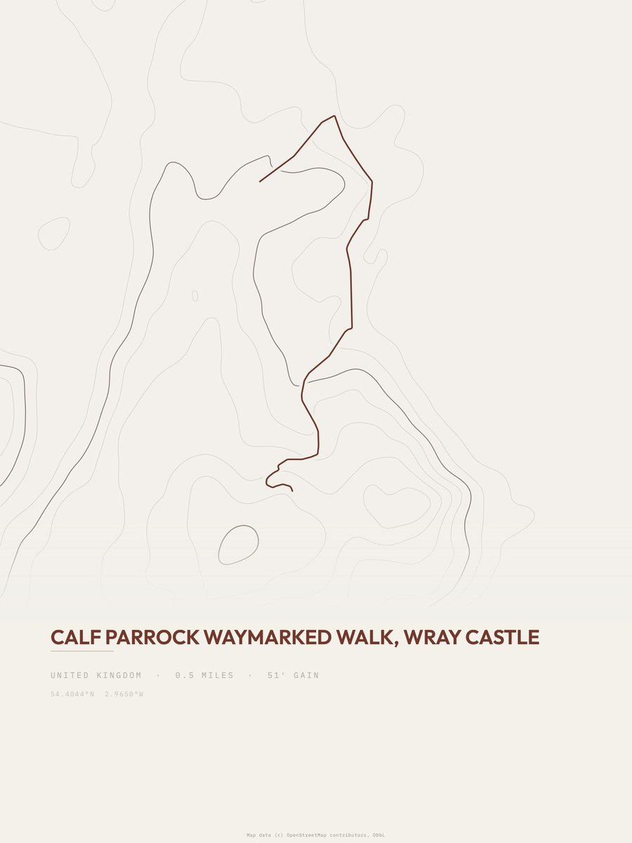 Calf Parrock Waymarked Walk topographic trail print