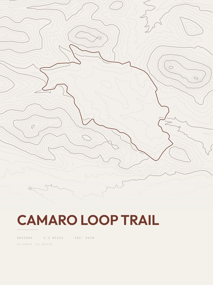 Camaro Loop Trail topographic trail print