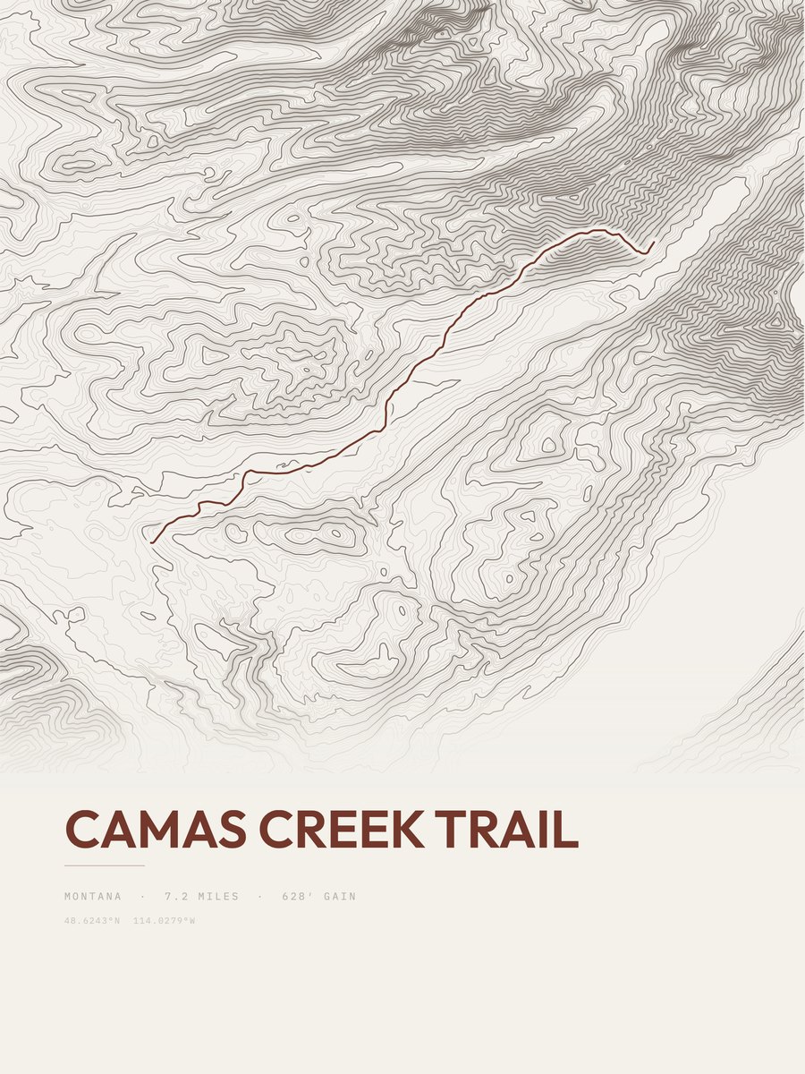 Camas Creek Trail Topographic print
