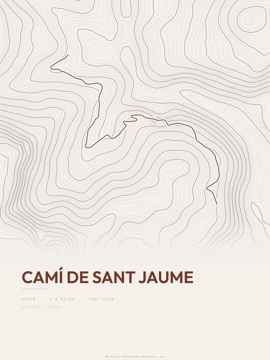 Camí de Sant Jaume topographic trail print