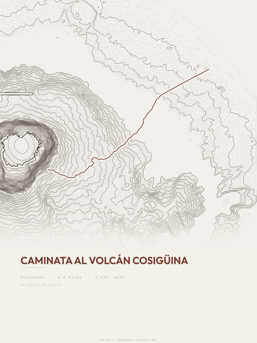 Caminata al Volcán Cosigüina Topographic print