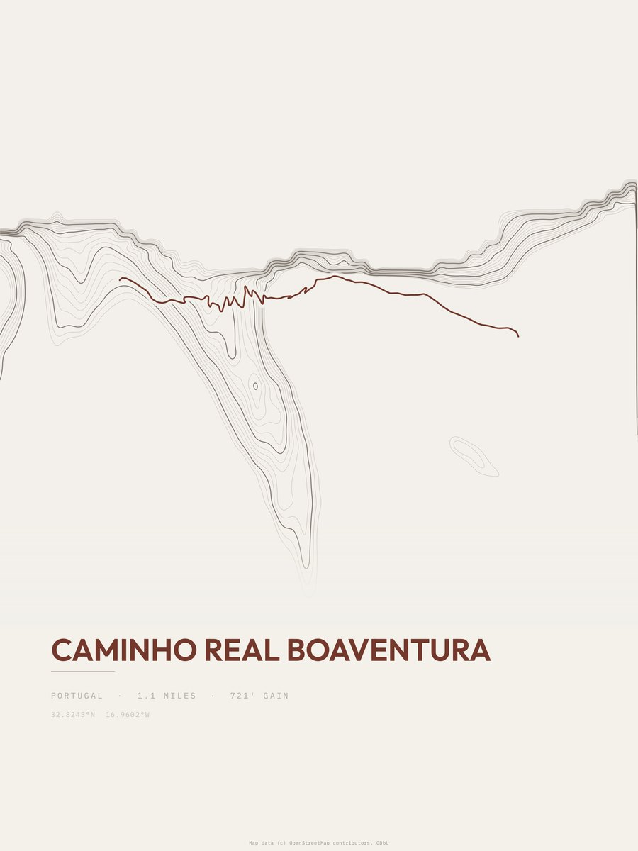 Caminho Real Boaventura topographic trail print
