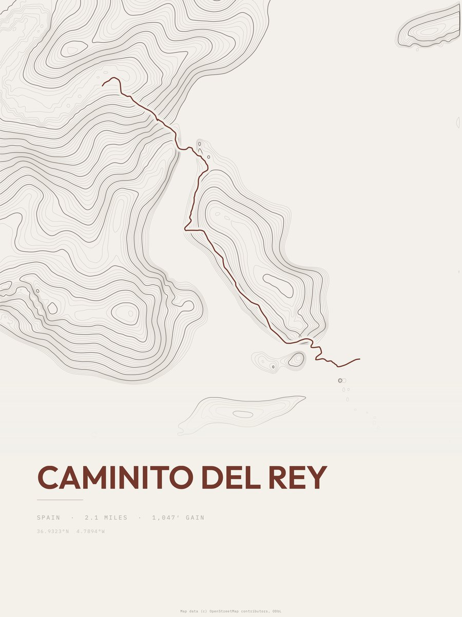 Caminito del Rey topographic trail print