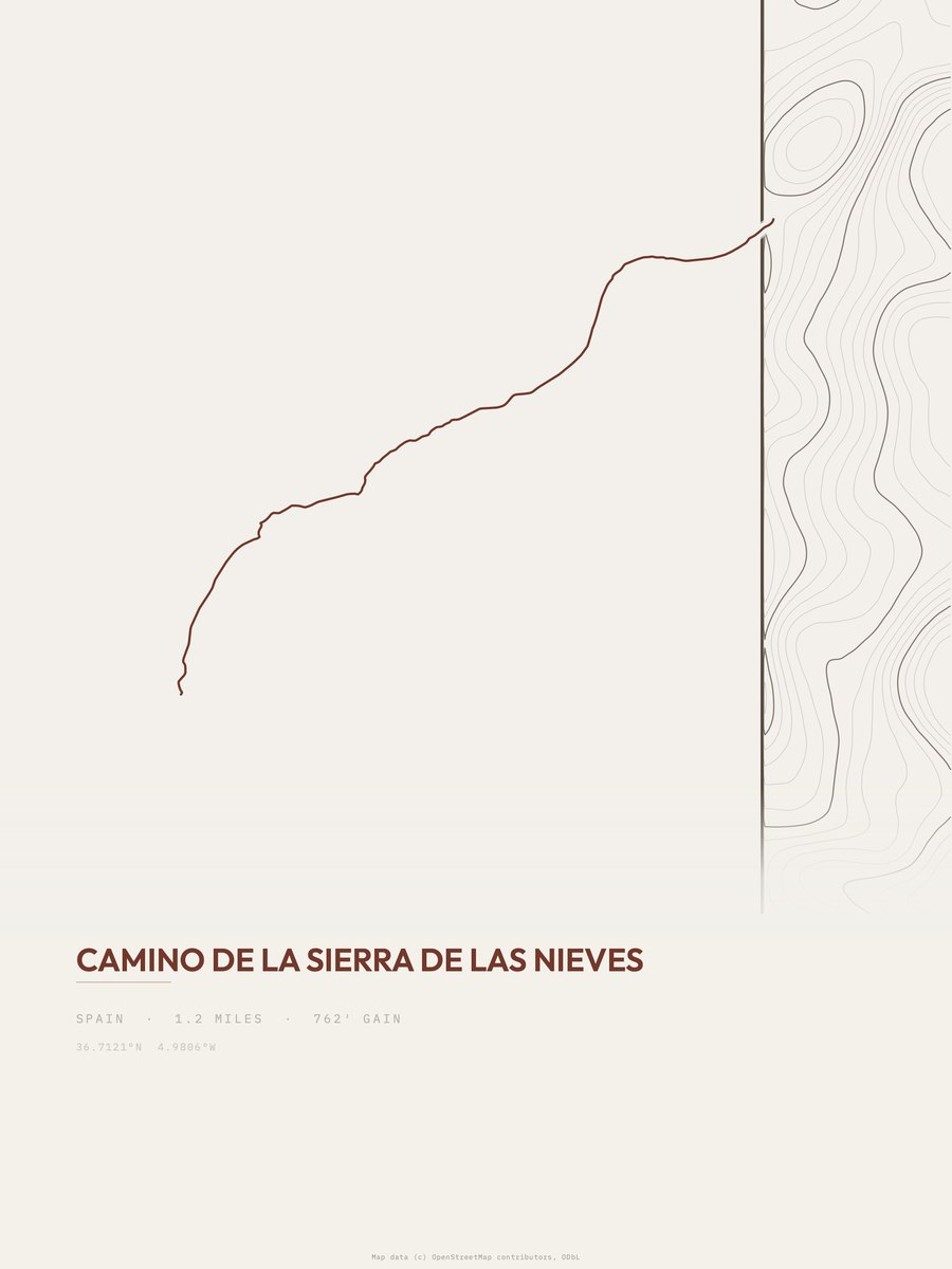 Sierra de las Nieves topographic trail print